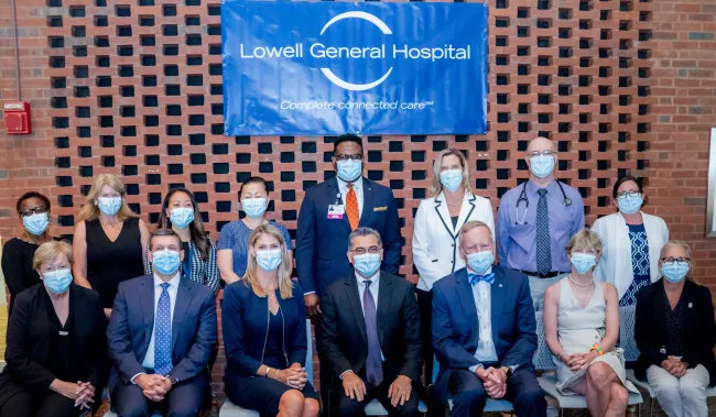 U.S. Secretary of Health and Human Services Xavier Becerra and Congresswoman Lori Trahan group shot 