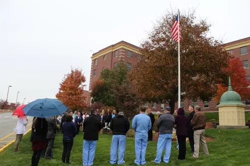 Veterans at flagpole 2019