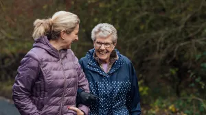 Two women walking