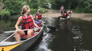 students kayaking