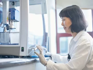 Tomoko Kaneko-Tarui, MD, PhD working in the MIRI (Mother Infant Research Institute) lab.