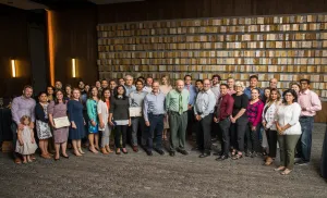 Tufts Medical Center Pulmonary and Critical Care Fellows and Staff standing together in a group