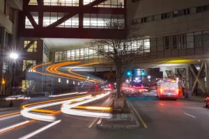 Tufts medical center at night