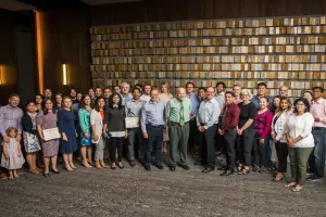 Tufts Medical Center Pulmonary and Critical Care Fellows and Staff standing together in a group