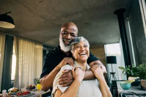 Older couple hugging