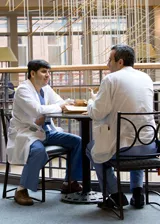 Residents talking at Tufts Medical Center in Boston, MA.