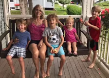 Katherine Fitzpatrick with her grandchildren on her porch swing Katherine Fitzpatrick with her grandchildren on her porch swing