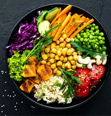 A bowl of vegan friendly food. A bowl of vegan friendly food.
